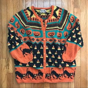 Lauren Hansen Vintage Knit Halloween Cardigan Sweater